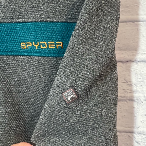 Spyder Gray and Teal Half Zip Pullover, sz XL - Picture 2 of 4